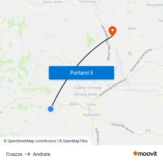 Coazze to Andrate map