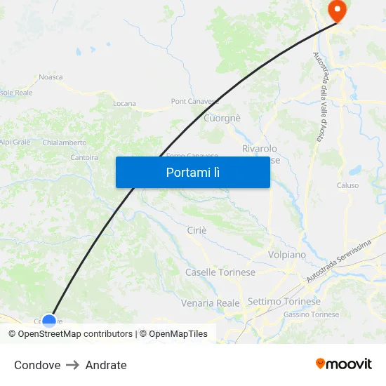 Condove to Andrate map