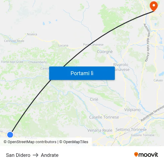 San Didero to Andrate map