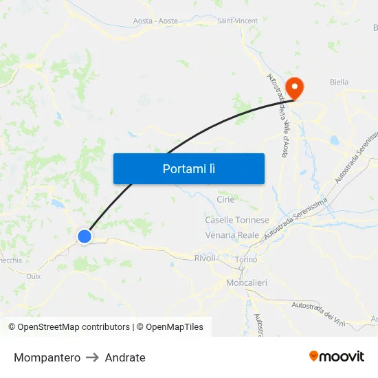 Mompantero to Andrate map