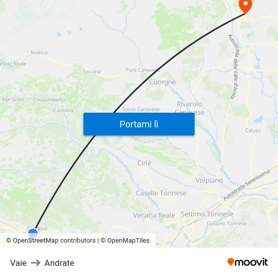 Vaie to Andrate map