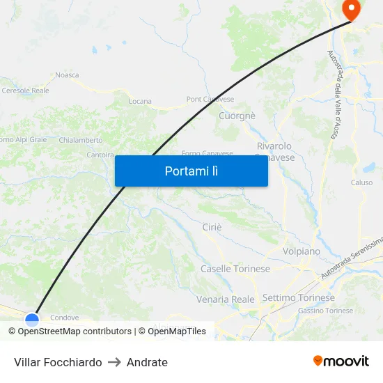 Villar Focchiardo to Andrate map