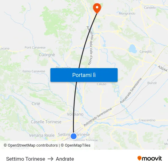 Settimo Torinese to Andrate map