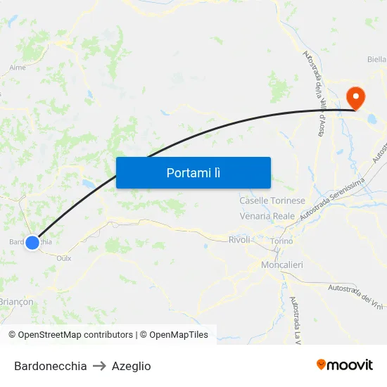Bardonecchia to Azeglio map