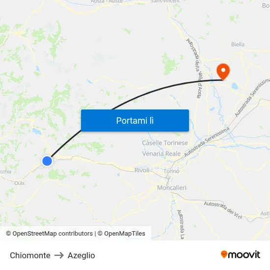 Chiomonte to Azeglio map