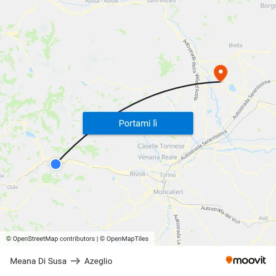 Meana Di Susa to Azeglio map