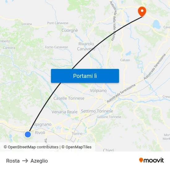 Rosta to Azeglio map