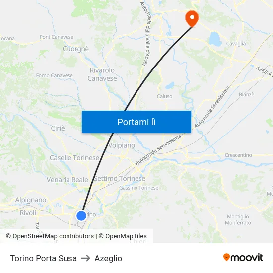 Torino Porta Susa to Azeglio map