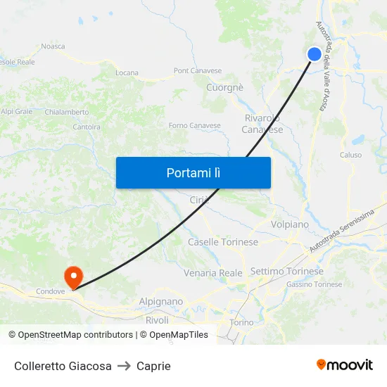 Colleretto Giacosa to Caprie map