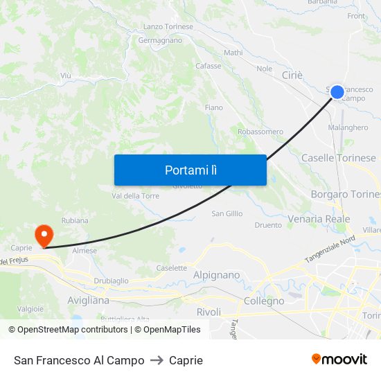 San Francesco Al Campo to Caprie map