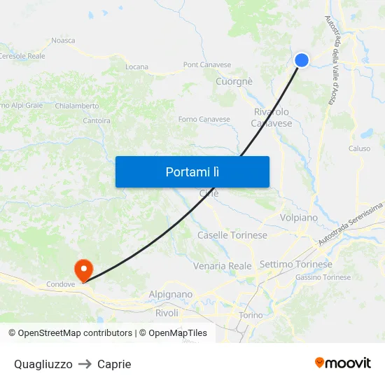 Quagliuzzo to Caprie map