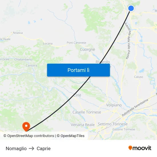Nomaglio to Caprie map