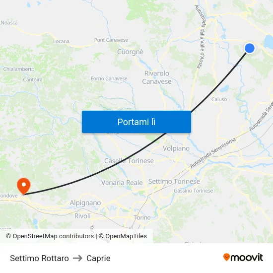 Settimo Rottaro to Caprie map