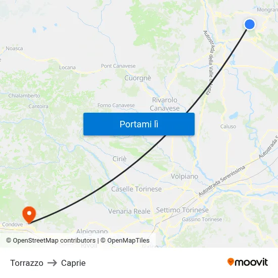 Torrazzo to Caprie map