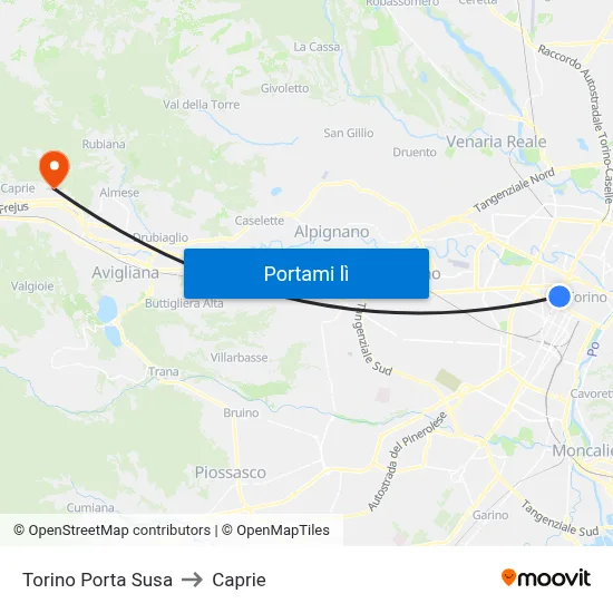 Torino Porta Susa to Caprie map