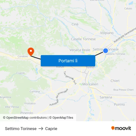 Settimo Torinese to Caprie map