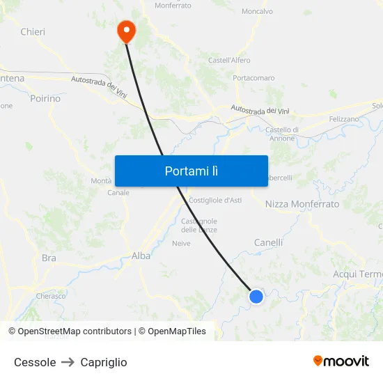 Cessole to Capriglio map