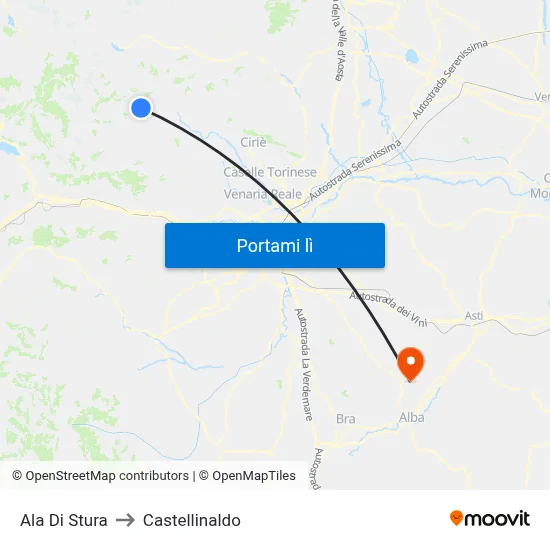 Ala Di Stura to Castellinaldo map
