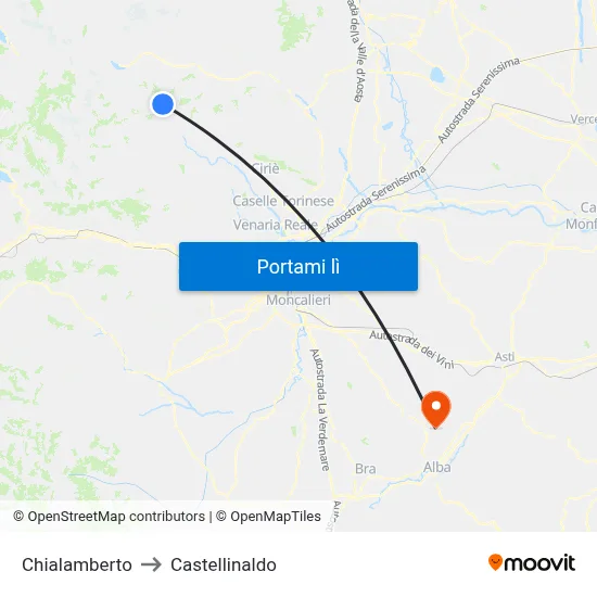 Chialamberto to Castellinaldo map