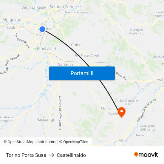 Torino Porta Susa to Castellinaldo map