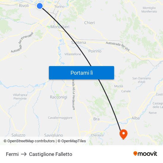 Fermi to Castiglione Falletto map