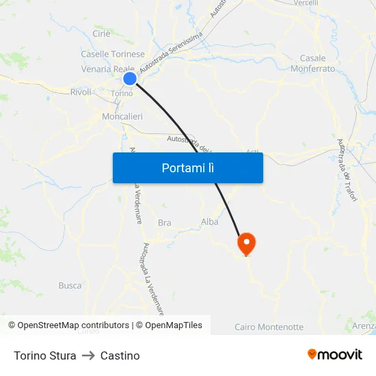 Torino Stura to Castino map