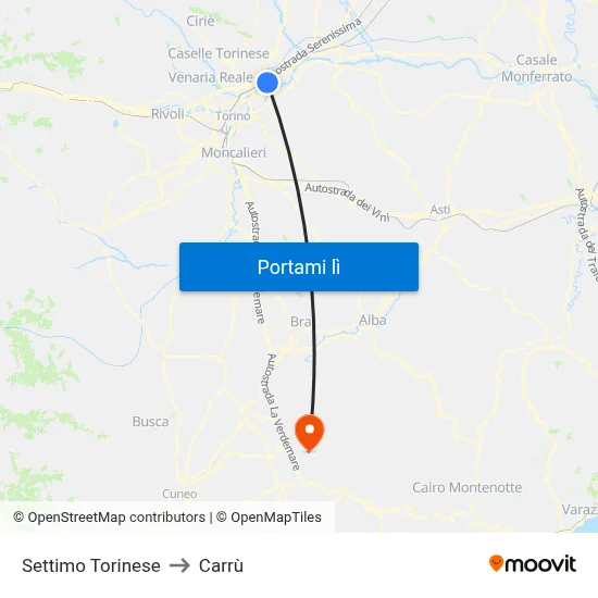Settimo Torinese to Carrù map