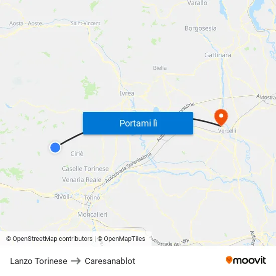 Lanzo Torinese to Caresanablot map