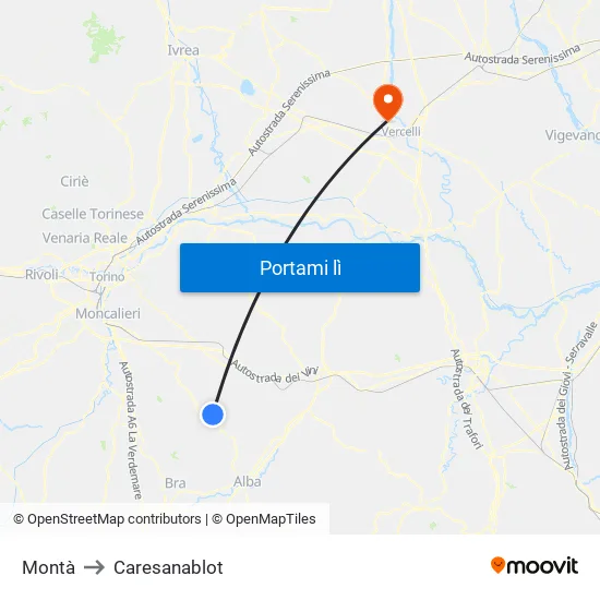Montà to Caresanablot map