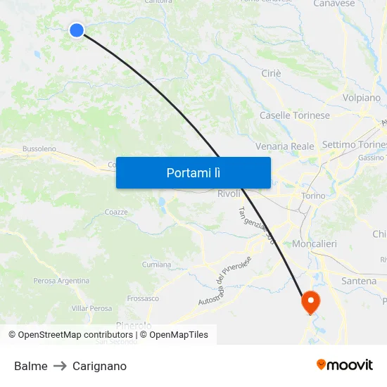 Balme to Carignano map