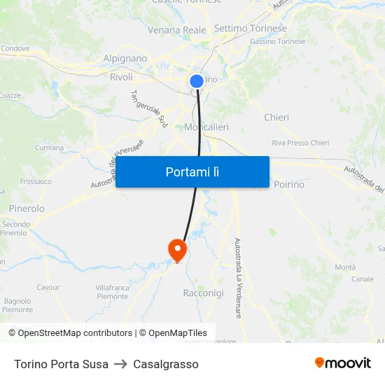Torino Porta Susa to Casalgrasso map