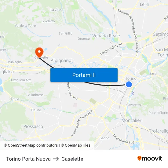 Torino Porta Nuova to Caselette map