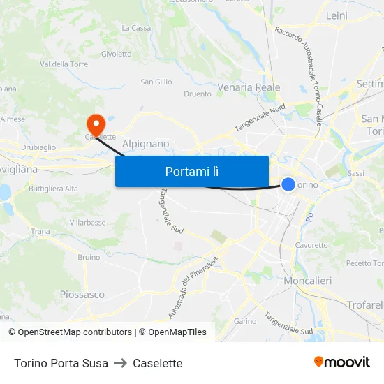 Torino Porta Susa to Caselette map