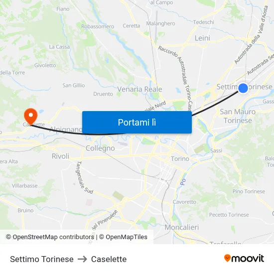 Settimo Torinese to Caselette map