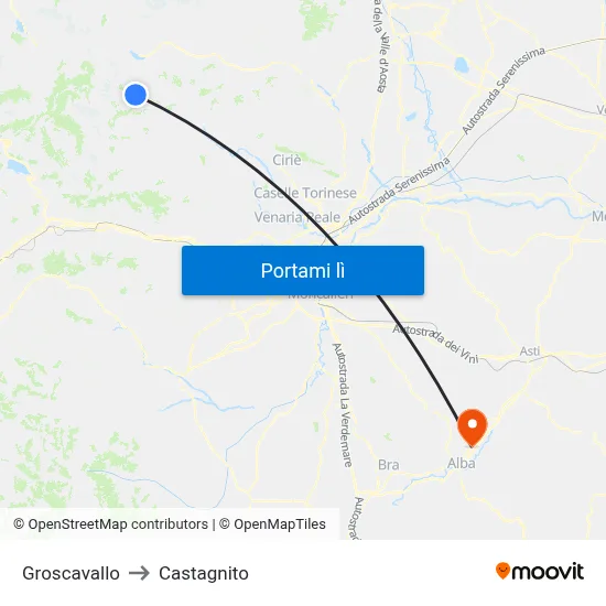 Groscavallo to Castagnito map