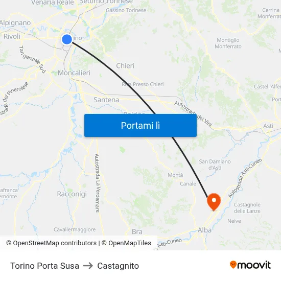 Torino Porta Susa to Castagnito map