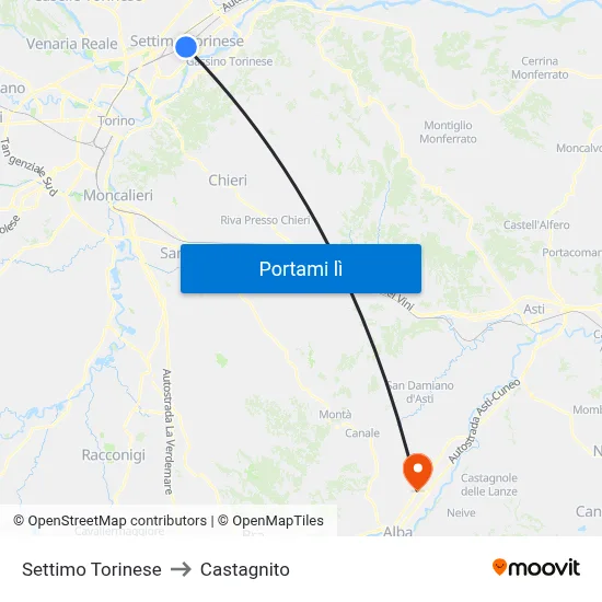Settimo Torinese to Castagnito map