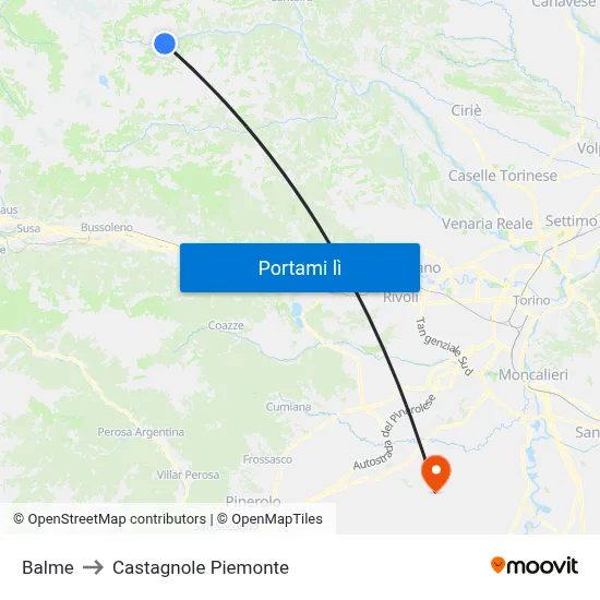 Balme to Castagnole Piemonte map