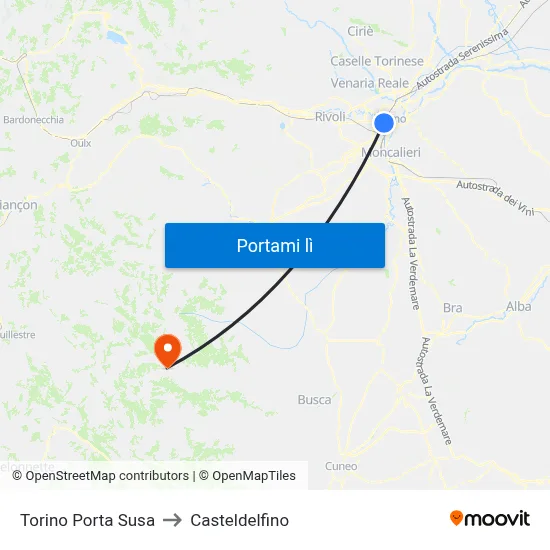 Torino Porta Susa to Casteldelfino map