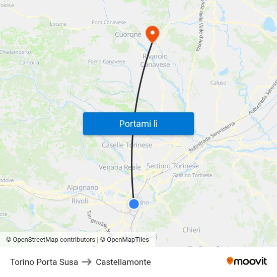 Torino Porta Susa to Castellamonte map