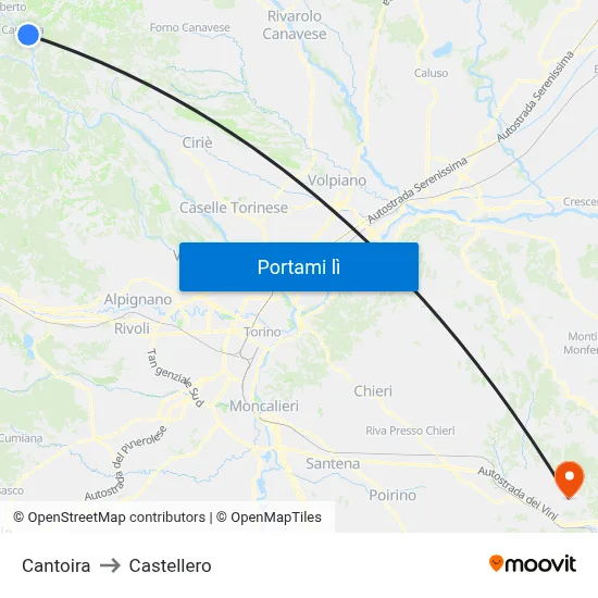 Cantoira to Castellero map