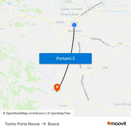 Torino Porta Nuova to Busca map