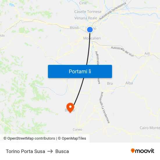 Torino Porta Susa to Busca map