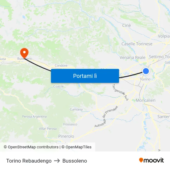 Torino Rebaudengo to Bussoleno map