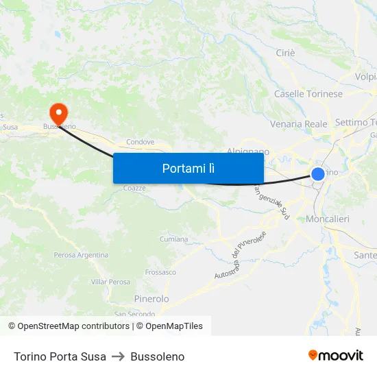 Torino Porta Susa to Bussoleno map