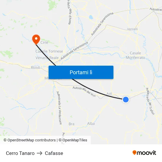 Cerro Tanaro to Cafasse map