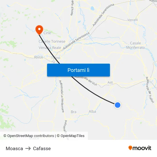 Moasca to Cafasse map
