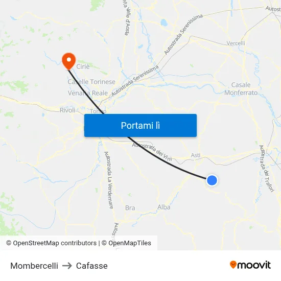 Mombercelli to Cafasse map