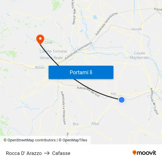 Rocca D' Arazzo to Cafasse map