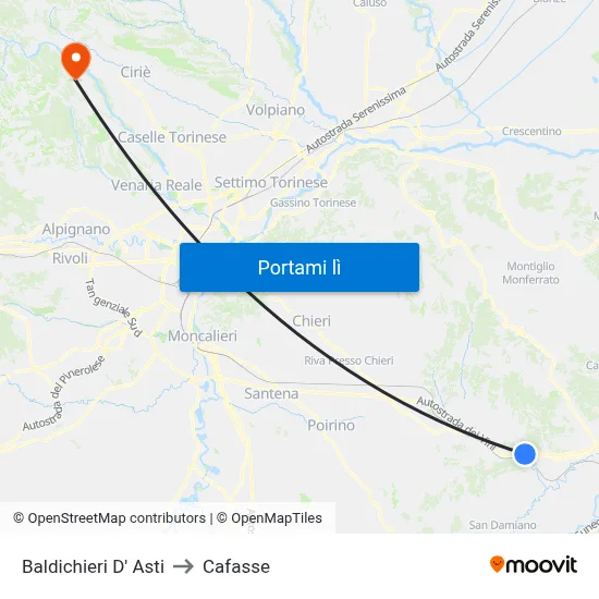 Baldichieri D' Asti to Cafasse map